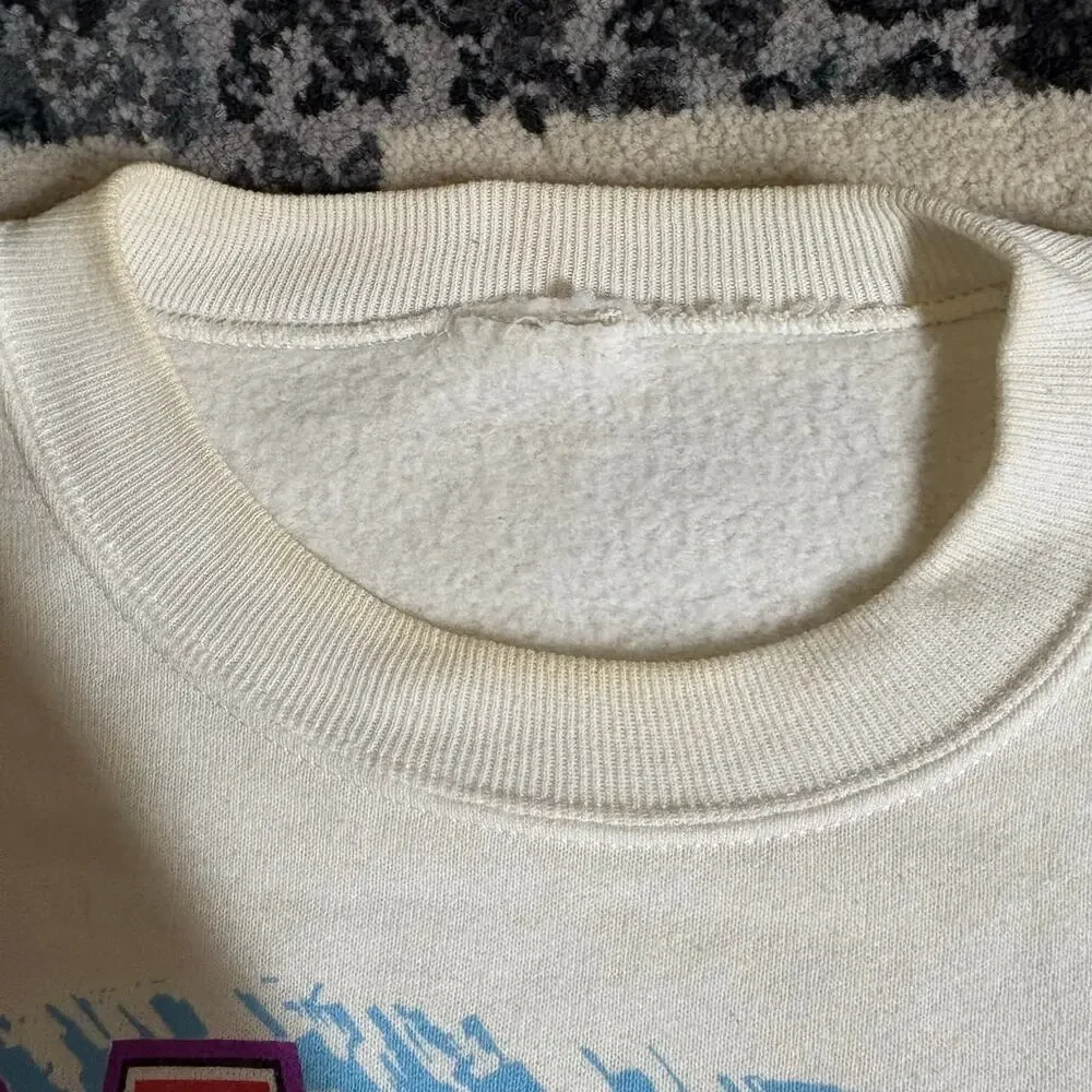 Vintage 90s PA Posse Wide Open Sprint Car Racing Sweatshirt Sweater White Sz XL